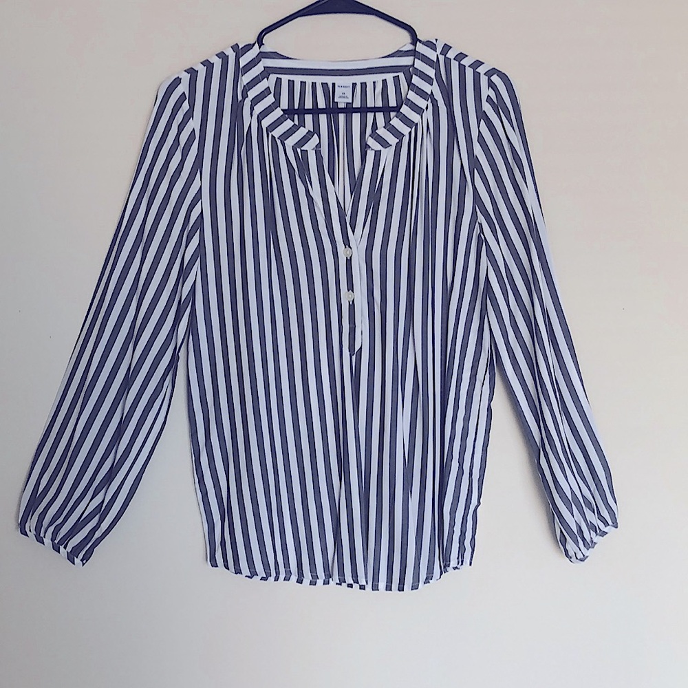Stripped blue&white Long Sleeves Blouse